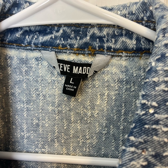 NWOT Steve Madden Women's Glacia Denim Jacket - All Over Glitzy Rhinestones - Picture 4 of 6
